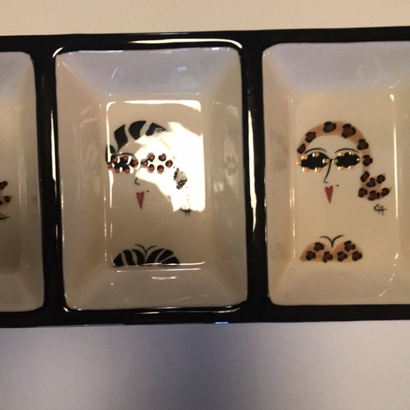 Le Gourmet Chef 2002 4 Section Serving Tray with fashion ladies faces - Picture 3 of 8